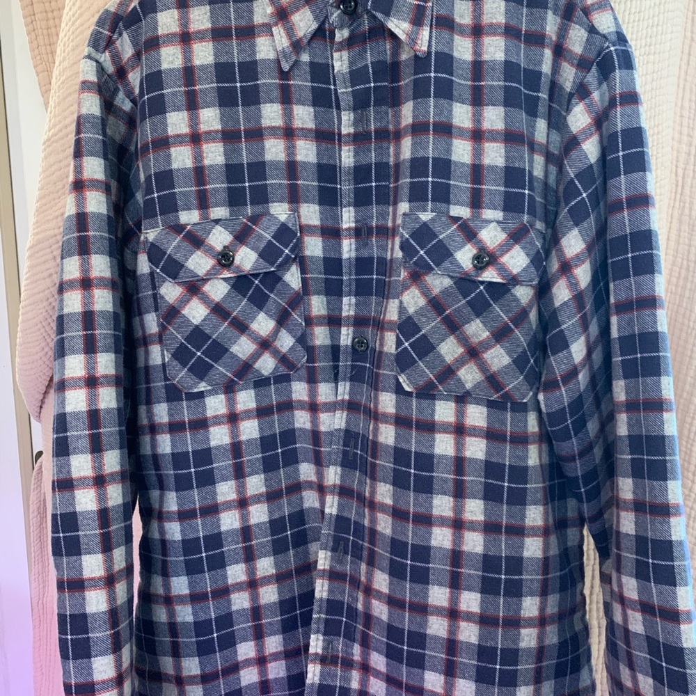 Sears Navy and Red Plaid Insulated Flannel Work Jacket